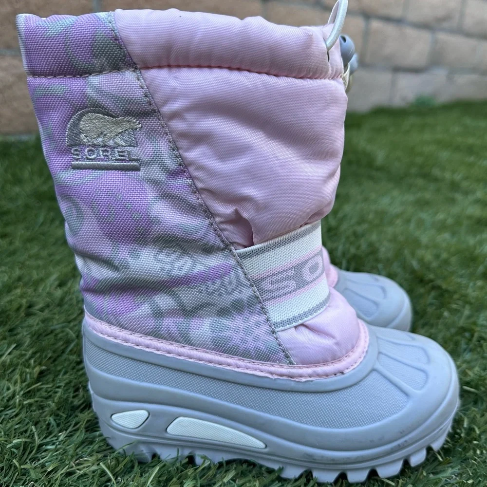 Sorel Kids Pink and Light Gray Snow Boots
